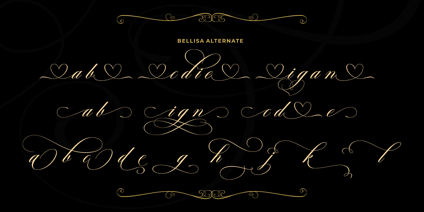 Ejemplo de fuente Bellisa Script Script